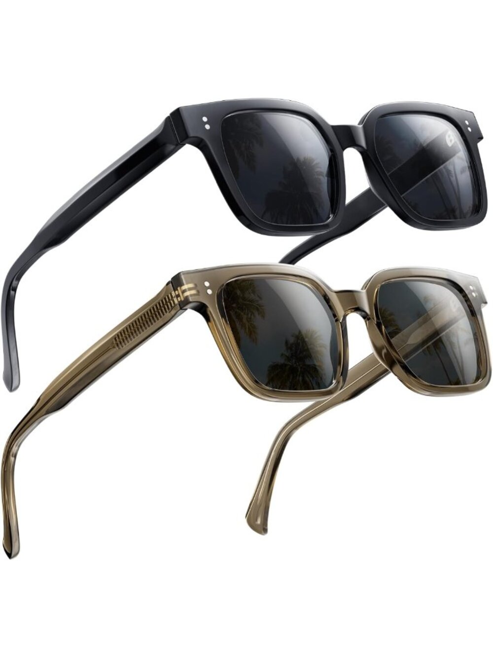 Large Polarized Sunglasses for Men & Women - 2 Pack XXL TR Frame UV400 Outdoor